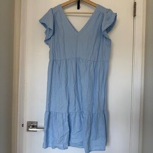 Isabel Light Blue Dress with Ruffle Sleeves
